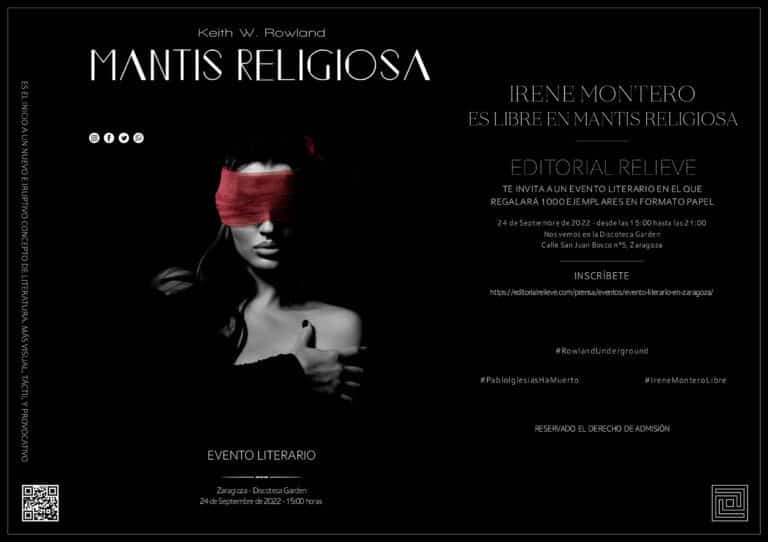 Cartel evento Mantis Religiosa en Zaragoza el 24 de septiembre